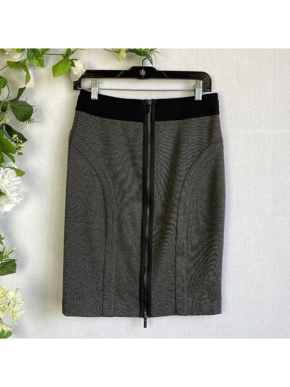 BCBG Max Pencil Skirt with full zip back, soft jersey fabric.